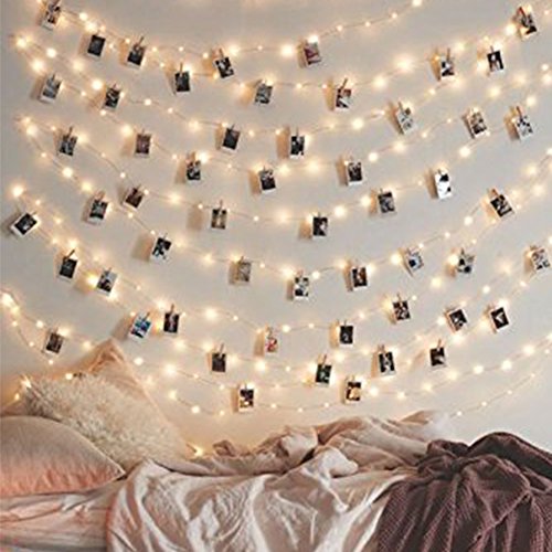 LED-fotoclips sprookjeslampen voor wand- of kerstdecoratie in warme witte kleur