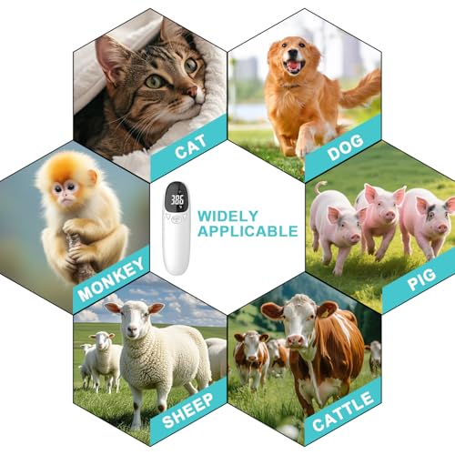 Fieberthermometer Hund mit LED Anzeige, Ohrthermometer Hund Hundeohr Temperaturmonitor Tierthermometer, USB Aufladbar Tragbares Digital Haustier Ohr Thermometer für Hunde und Katzen Kühe Ferd Tiere