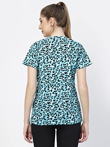 Image of UZARUS Women's Regular Fit Printed Half Sleeves Round Neck Gym Sports T-Shirt
