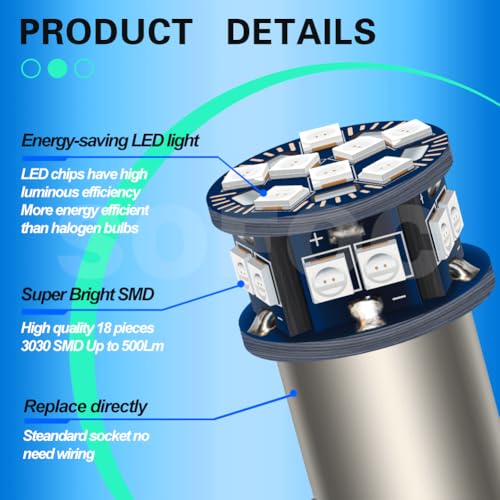 SOFOC 1156 BA15S LED Światło hamowania/tylne przeciwmgłowe czerwone 6V 12V 24V 6-60V AC/DC Canbus Ready do motocykla i samochodu 2 szt.