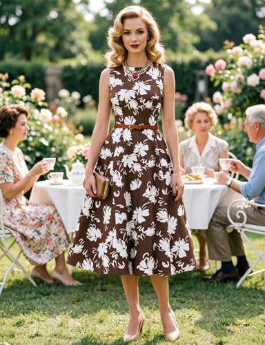 Image of Simple Flavor Women's Vintage Dress Sleeveless O-Neck Party Cocktail Dress
