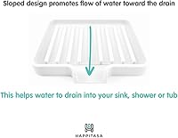 Vista 3 de Happitasa - Bandeja de silicona para jabón y soporte de esponja con conducto de drenaje, paquete de 2 unidades (gris, 5.2 x 4 pulgadas)