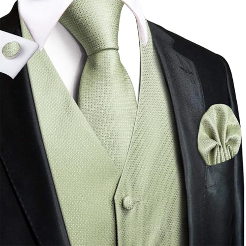 Men's Party Occasion Silk Vest and Tie Set Formal Outfit with Pocket Accessories3