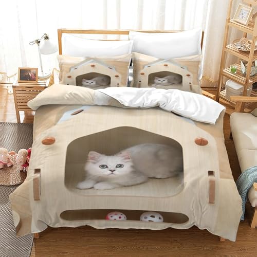 Literie confortable chat en microfibre pour partager des instants tendres