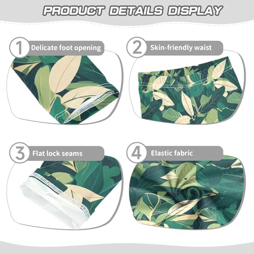 KLL Tropical Greens Leaves Toddler Girls' Cotton Leggings Fashion Full Length Sweatpants Sports3