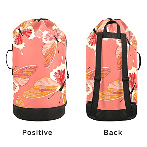 Butterflies Laundry Bag Heavy Duty Laundry Backpack With Shoulder Straps And Handles Travel Laundry Bag With Drawstring Closure Dirty Clothes Organizer For College Dorm, Apartment, Camp Travel #TOP3