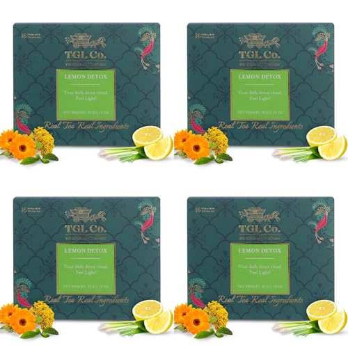 Image of TGL Co.Lemon Detox Green Tea Infusion (Pack Of 4, 16 Tea Bags Each)|Rich in Anti Oxidant | Refreshing | No Artificial flavor | Improve Digestion