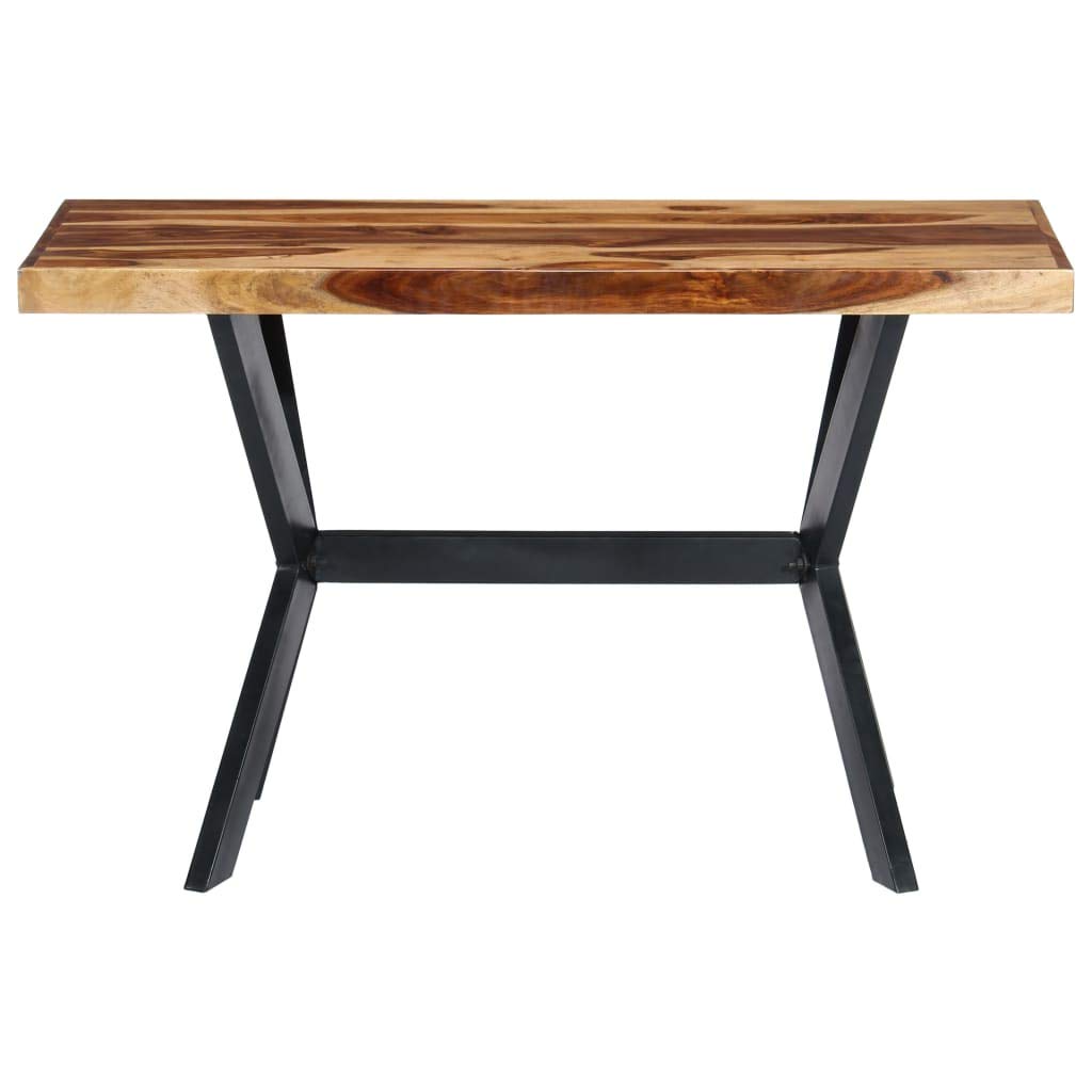 Table de cuisine industrielle en acacia massif et acier pour salle à manger élégante