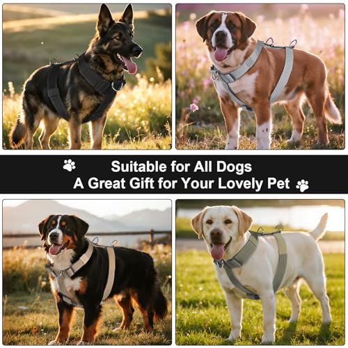 Hundegeschirr Mittelgroße Grosse Hunde, Taktisches Hundegeschirr Ausbruchsicheres, Gepolsterte Anti Zug Brustgeschirr Weich Verstellbares Dog Harness für Hunde Alltag und Training (Grün, M)