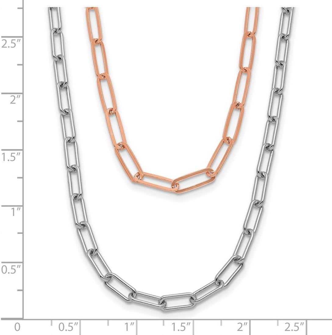 JewelryWeb 925 Sterling Silver Rhodium-p Rose-tone 2-strand With 1.25inch Extension Necklace 16.75 Inch Strand Necklace for Women