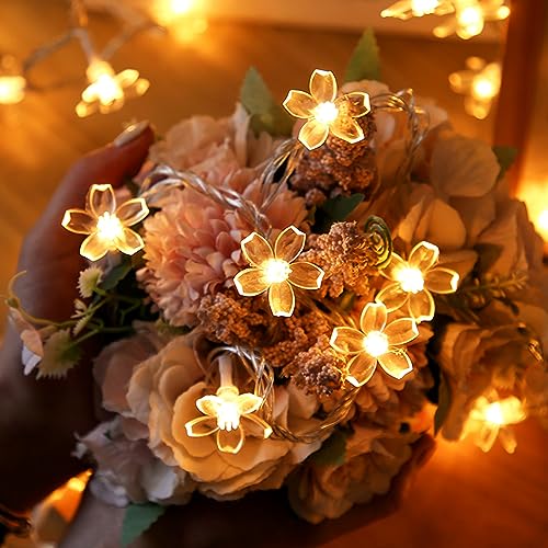 Jacuxlss L-HYD-TM10M-WARM WHITE Plug In 100 Led Decorative Fairy Flower String Lights, 33Ft Warm White Cherry Blossom Tree Wall Hanging Diy Christmas Decorations, Cute Floral Lamp For Garden Bedroom Classroom Dorm Decor thumb #1