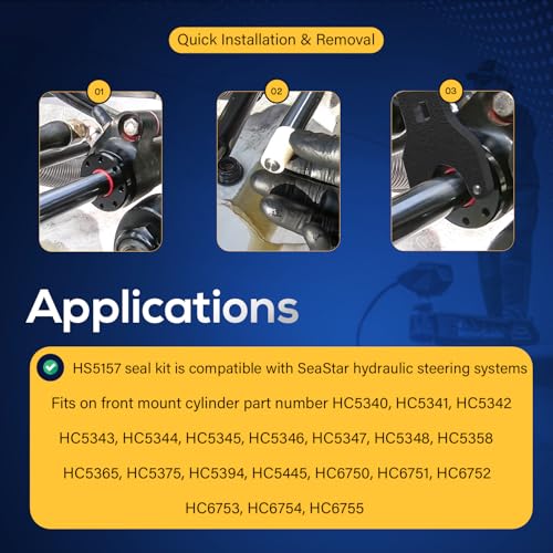 Image of HS5157 /HS5167 Seal Kit For SeaStar Hydraulic Steering Cylinder Seal Kit with Pin Wrench & O-Ring Kit Compatible with HC5340, HC5341, HC5342, HC5343, HC5344, and More