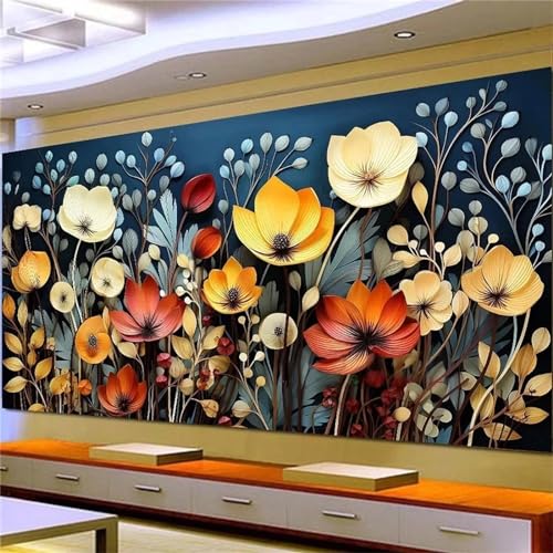 DIY Peinture Diamant Fleur 50x115cm : Kit Complet Fantaisie 5D