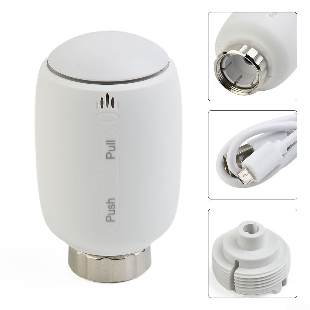Testine termostatiche per termosifoni TRV TV02, controllo automatico della temperatura, di riscaldamento con valvola per radiatore, modalità vacanza, per casa e ufficio (A)