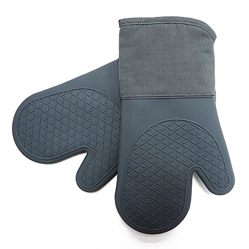 Heat Resistant Kitchen Oven Mitts 500 Degrees With Non-Slip Silicone Printed Set of