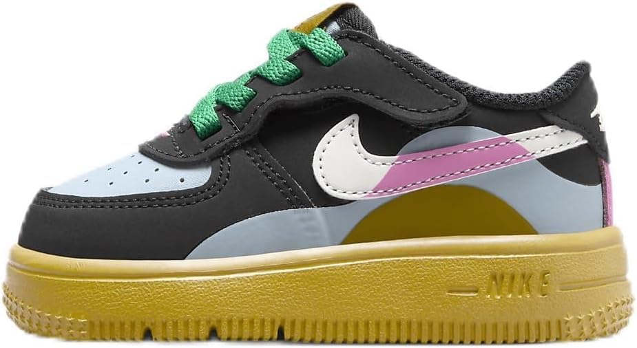 Nike Force 1 Low LV8 2 EasyOn Baby/Toddler Shoes (FN0408-001, Black/Light Armory Blue/Playful Pink/Summit White) Size 4