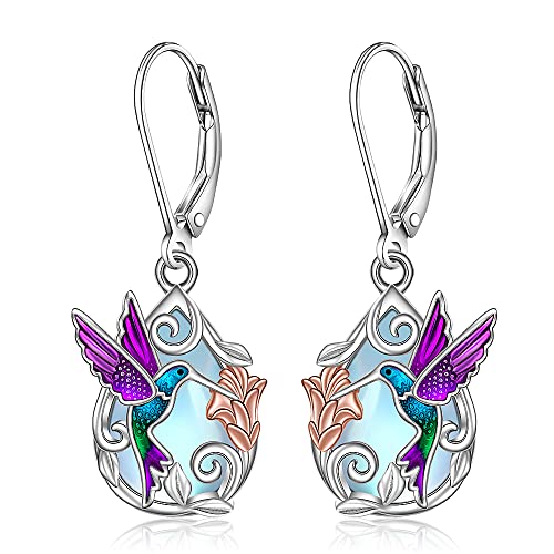 Hummingbird Earrings for Women Sterling Silver Purple Hummingbird Earrings Dangle Bird Jewelry Christmas Gifts