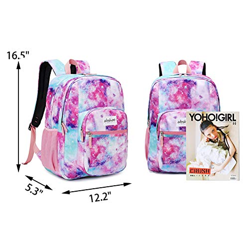 Image of abshoo Classical Basic Womens Galaxy School Backpack For College Teen Girls Water Resistant Bookbag (Galaxy Pink)