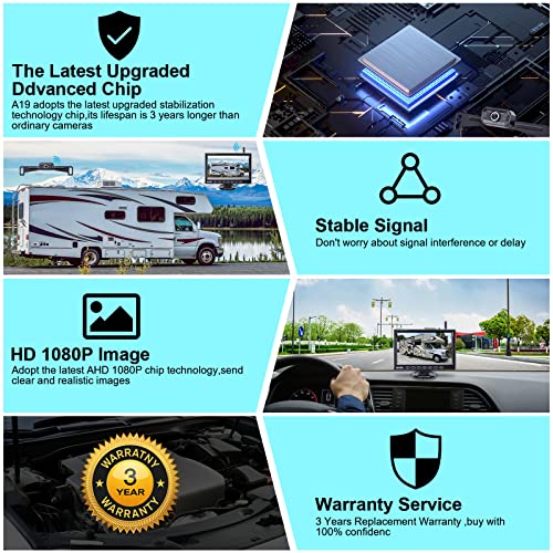 Image of Wireless Backup Camera for Truck Car : 7-Inch Touch Key Monitor Plug and Play No Delay No Dropped Frames Clear Brightness Rear View Camera 2 Channel Reverse Camera DIY Parking Lines AMTIFO A19