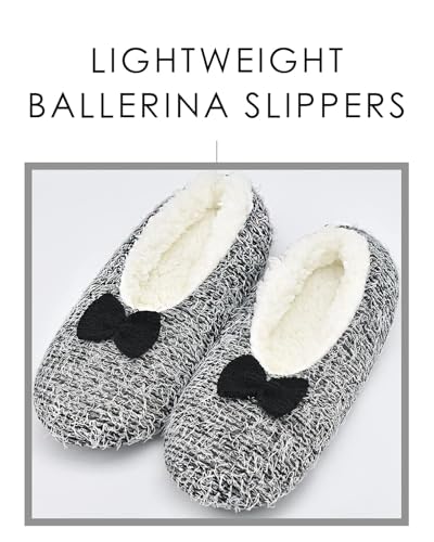 Image of DICUIRD Womens Cozy&Warm Soft Sole Slipper Socks with Grippers-Girls Teddy Fleece Indoor Slipper with Non-skid Bottoms