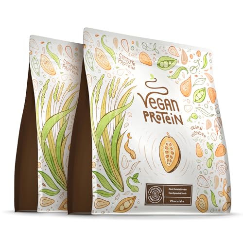 Vegan Proteine en Poudre [1.2 kg] | Chocolat | 21g Protein | Soja, Riz, Pois, Graines de Tournesol | Pre/Post Workout Proteines Musculation | Protéine Powder | Shake Protéines Végétales | Alpha Foods