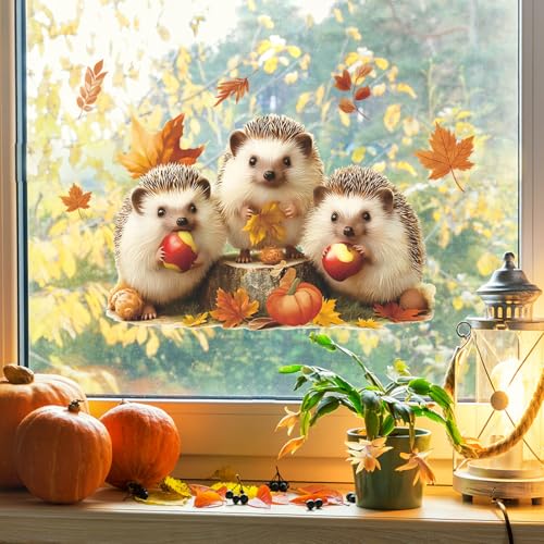 Vinilo decorativo Erizos otoñales Woodland para pared miniatura 6