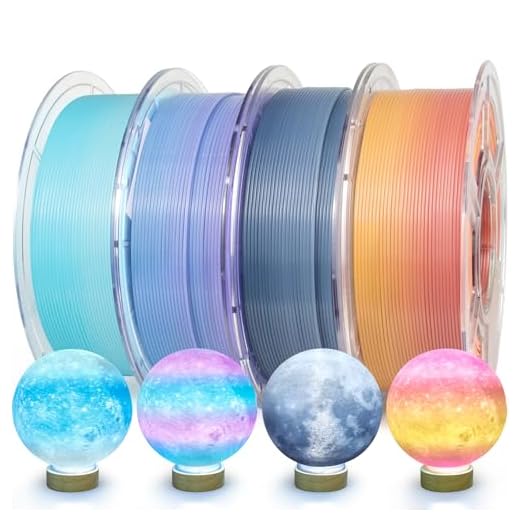 IEMAI PETG Filament 1.75mm Bundle 4kg, Translucent Dual Color Gradient 3D Printer Filament, 1kgx4 Spools Blue-Purple/Indigo-White/Pink-Yellow/Blue-White