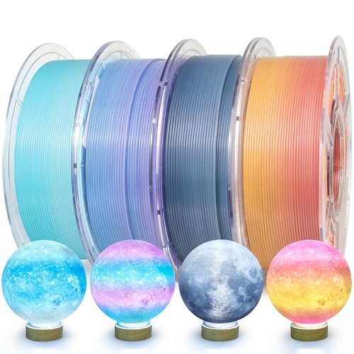 Image of IEMAI Translucent PETG Filament 1.75mm 4kg Bundle, Dual Color Gradient 3D Printer Filament 1kg Spool 4 Rolls, Blue-Purple+Indigo-White+Pink-Yellow+Blue-White
