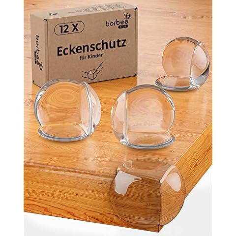 borbee Eckenschutz und Kantenschutz Baby zur Kindersicherung (12 Stück) - Extra starker Halt, transparent & mit einfacher Anwendung für alle Möbel - Bietet maximale Sicherheit für Baby und Kinder Cover