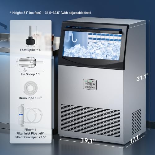 Image of Tehanld Commercial Ice Maker, 200LBS /24H Ice Maker for Home, Rest, Bar