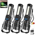3Pack Rechargeable Flashlights, 7Mode Flashlights High Lumens, Super Bright LED Flashlight, Adjustable Tactical Flash Light, High Powered Flash Light, Handheld Flashlight for Home Emergency Camping