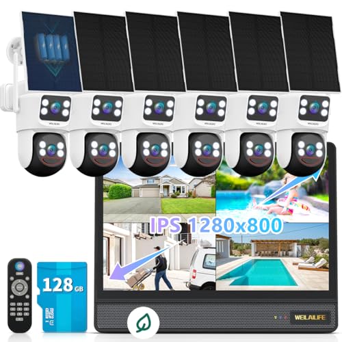 Solar-Powered Wireless Security Camera System with 10" HD Monitor