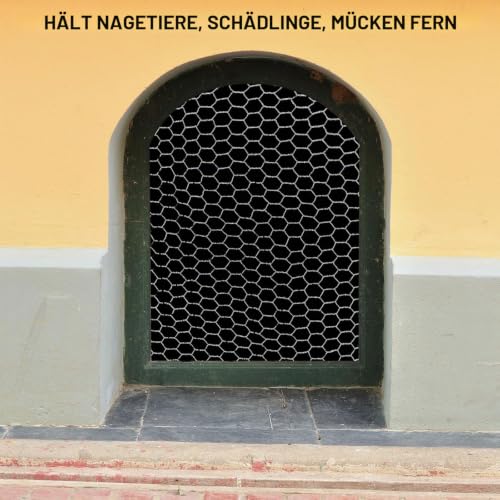 0.4 x 5 m Maschendraht Verzink, Kaninchendraht, Hasendraht Drahtzaun, Hühnerdraht Feinmaschig, Dechseckgeflecht für Tierzäune, Handwer ksartikel, Gemüsegarten, Heimwerker und Heimdekore