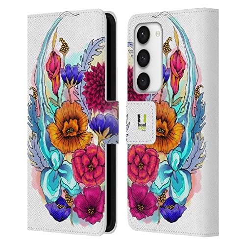 Coque Samsung S23 5G fleurs aquamarine style portefeuille cuir pour vos sorties et voyages