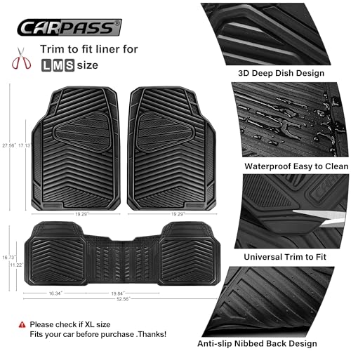 CAR PASS 3-Piece Rubber Mat Set