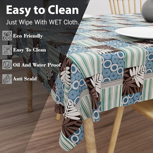 Image of Wings Star Premium Dining Table Cover for 6 to 8 Seater, 60 x 90 inch Size, Waterproof and Dustproof (60x90 inch- 6-8 Seater) Blue::Green