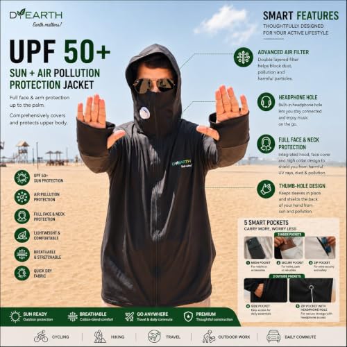 Image of D-EARTH Premium Sun + Air pollution Protection Jacket for Men