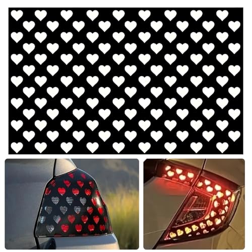 MLY Car Rear Tail Light Stickers, Cute Heart Pattern Decal, Creative Car Headlight Tail Light Tint Film Sticker, Self-Adhesive Headlamp Taillight Cover Modified Decor Decal (Black)