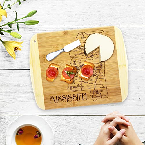 Image of Totally Bamboo A Slice of Life Mississippi Engraved Map Cutting Board