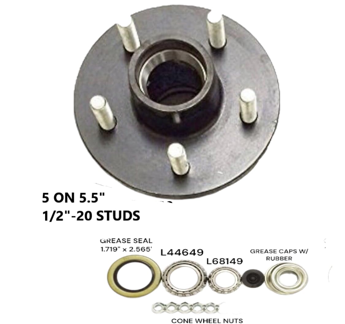RITZ INDUSTRIAL 5 Lug Trailer Idler Hub Kit 5 on 5.5 for 3500 lbs Axle 5x5.5
