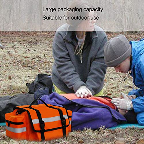 Image of Topyond First Aid Responder Bag, 17.7 inch 11.8 inch 7.5 inch Professional Trauma Kit Carrier with Multiple Compartments, Lightweight and Durable for EMS and Paramedics Deluxe(Orange)