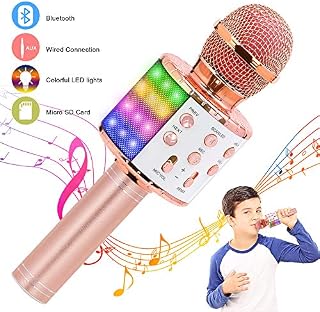 Verkstar 4 in 1 Wireless Bluetooth Karaoke Microphone,Birthday Gift Toy For Kid