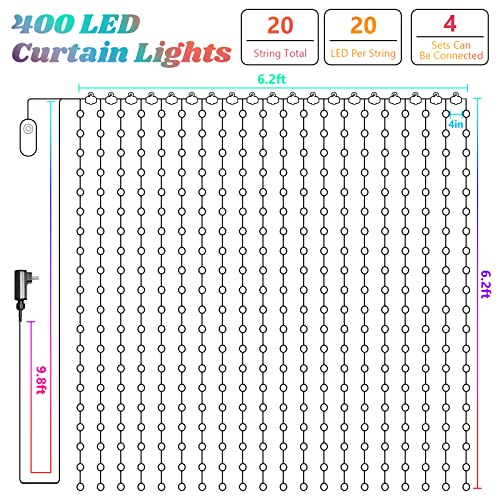 Avatar Controls American Flag Lights Curtain With 100+ Holiday Patterns, Programmable & Music-Sync, 400 Led 6.2Ft Rgb String Lights With Remote And App Control For Window Bedroom 4Th Of July Decor #TOP5