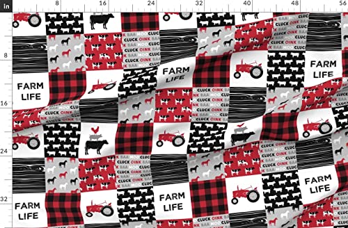 Spoonflower Fabric - Farm Life Wholecloth Black Red Wood Grain Farming Nursery Patchwork Printed On Fleece Fabric By The Yard - Sewing Blankets Loungewear And No-Sew Projects #TOP3