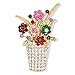 Olydmsky Broche de Diamantes con Cesta de Flores de Diamantes, Accesorios para Damas, Broche de aleación