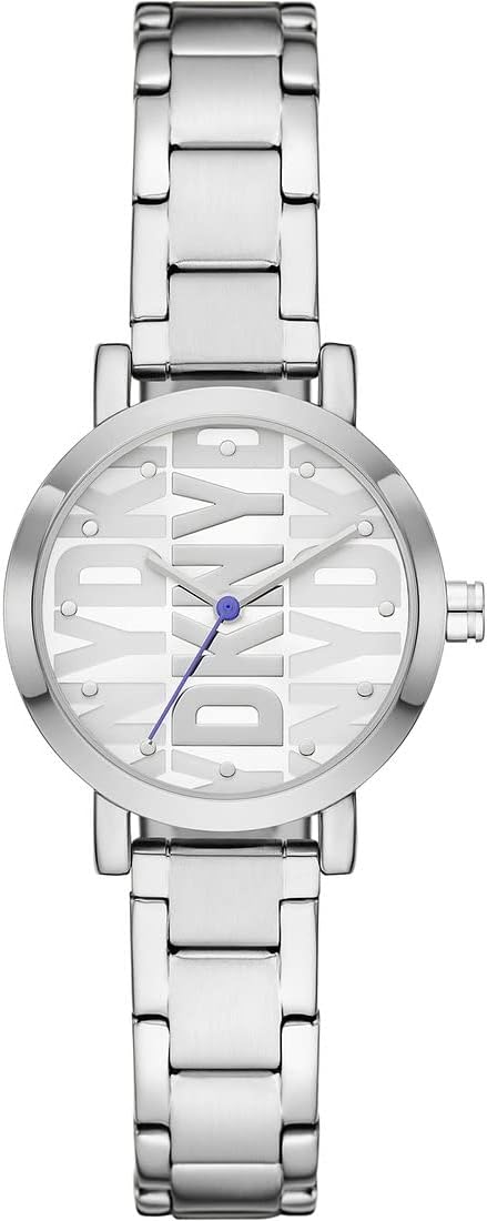 DKNY Soho Horloge voor dames, Quartz uurwerk met horlogeband van roestvrij staal, leer of silicone, Goudkleur en print, 24MM