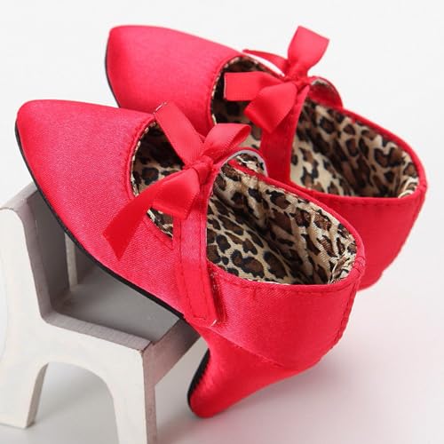 Newborn Baby Girls Princess Shoes Bowknot Soft Sole Crib Shoes with High Heels First Walkers2