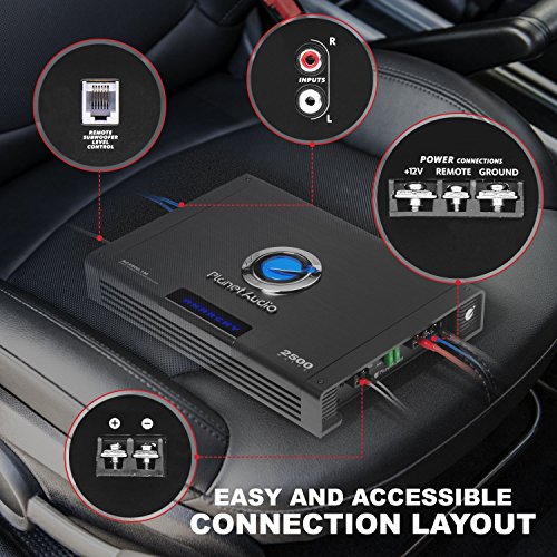 Planet Audio Ac2500.1M Monoblock Car Amplifier - 2500 Watts Max Power, 2/4 Ohm Stable, Class A/B, Mosfet Power Supply, Remote Subwoofer Control #TOP4