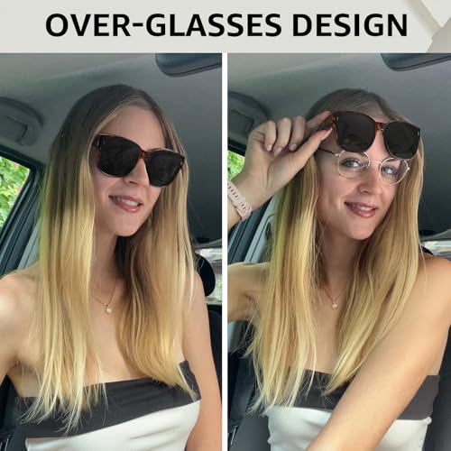 TJUTR Polarized Fit Over Sunglasses for Women, Trendy Oversized Over Prescription Glasses Shades with UV Protection TS30912