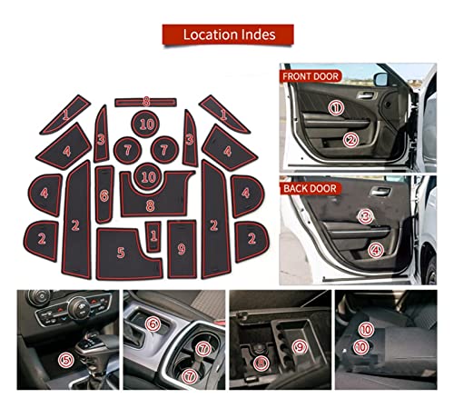 Tapis de fente de porte et porte-gobelet anti-dérapant pour Dodge Charger - 2